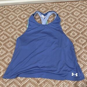 Under Armor Racerback Blue Tank Top With Built in Bra      Girls Size - YM
